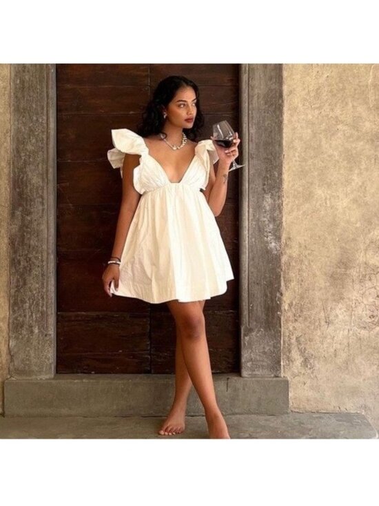 For Love & Lemons Dresses & Skirts - NWT For Love & Lemons Clementine White Taffeta Mini Dress Size S